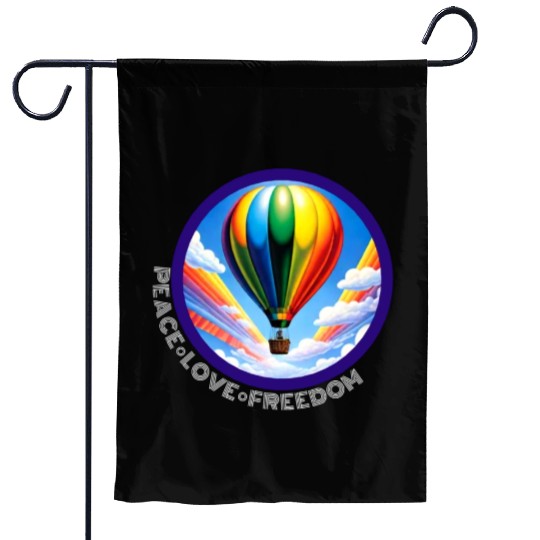 Peace Love Freedom Ballon Garden Flags