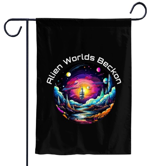 Alien Worlds Beckon Garden Flags