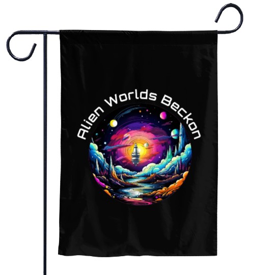 Alien Worlds Beckon Garden Flags