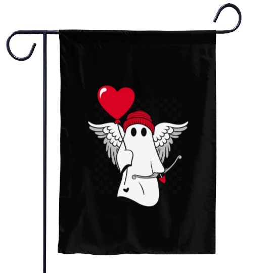 Valentine's Day Cupid Ghost Wings Heart Love Arro Garden Flags
