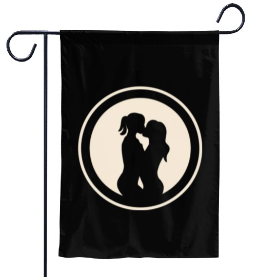 Silhouette of Lesbian Couple Garden Flags