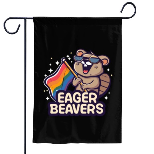Eager Beavers with Pride LGBT Flag Garden Flags