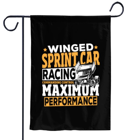 Winged Sprint Car Racing Commanding Control Garden Flags