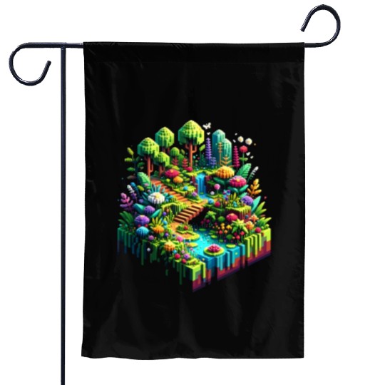 Voxel Enchanted Forest Garden Flags