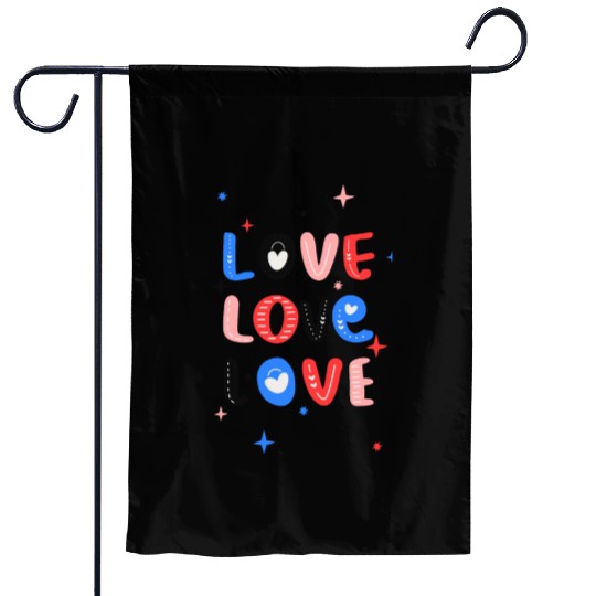 White Red Pink Light Blue Black Bold Valentine Garden Flags