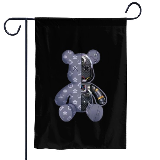 Contemporary Robot Bear Garden Flags