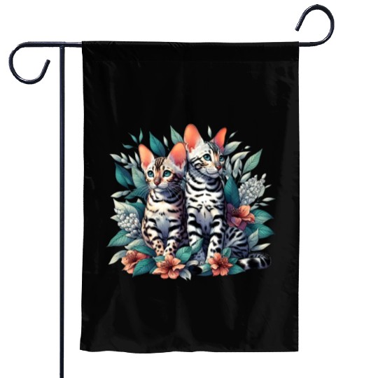 Bengal Kittens Snow Asian Cats Garden Flags