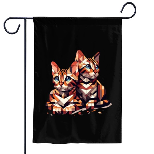 Bengal Kittens Geometric Shape Garden Flags