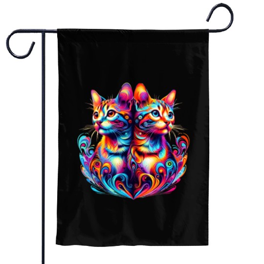 Bengal Kittens Colorful Cats Garden Flags