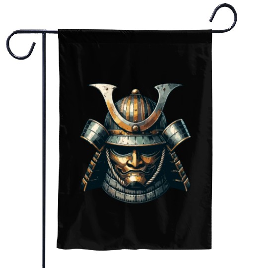 Stylized Samurai Helmet Garden Flags
