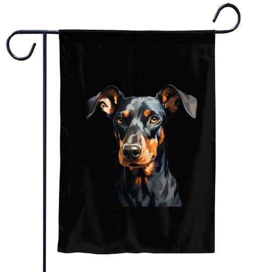 Doberman natural ears Garden Flags