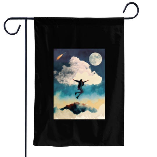 Portrait of Moonlight Dancing Among the Stars Garden Flags