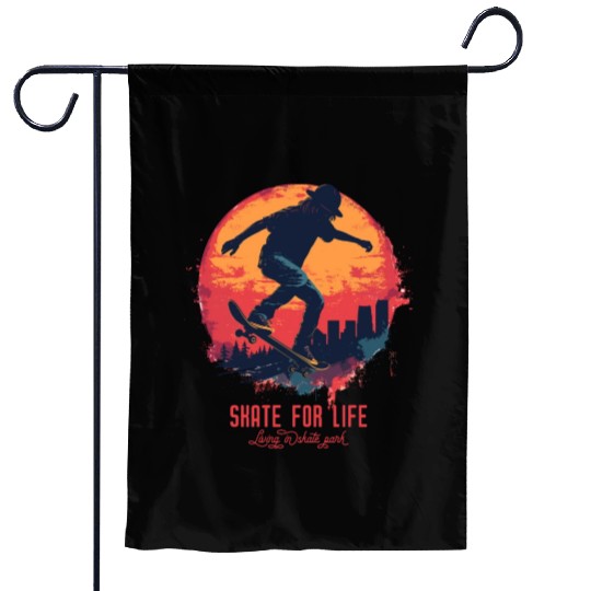 Skateboarder Skateboard Skate Skater Sun Garden Flags