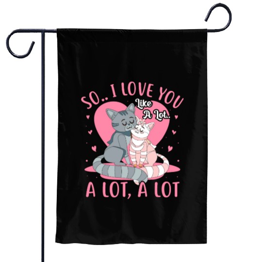 Cute Valentine's Day Cartoon Cats Garden Flags