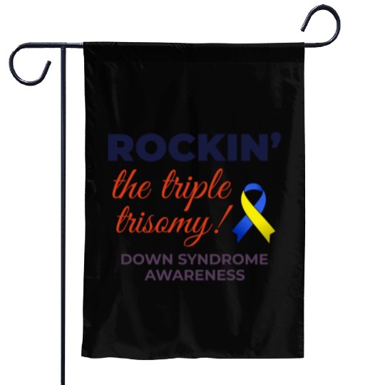 Down Syndrome Awareness Triple Trisomy Rock Garden Flags