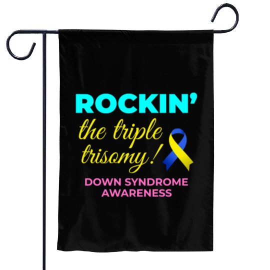 Down Syndrome Awareness Triple Trisomy Rock Garden Flags