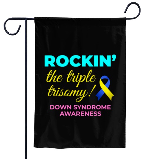 Down Syndrome Awareness Triple Trisomy Rock Garden Flags