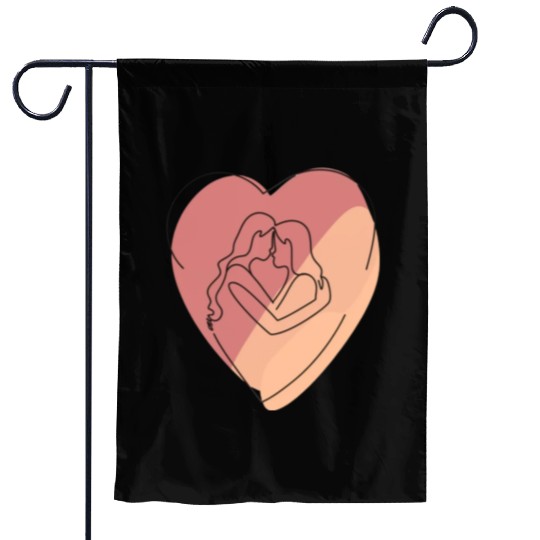 Lesbian Couple in Heart Garden Flags