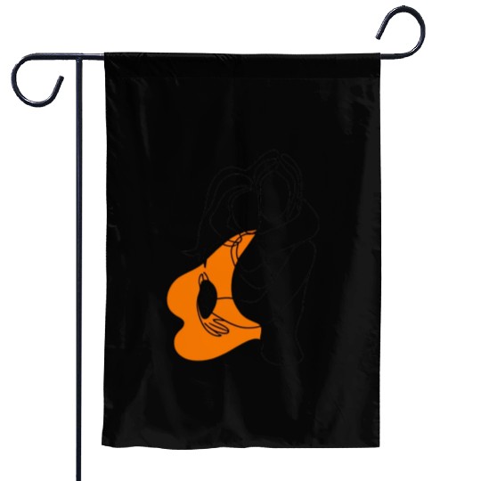 Lesbian Couple Minimalist Line Art Garden Flags