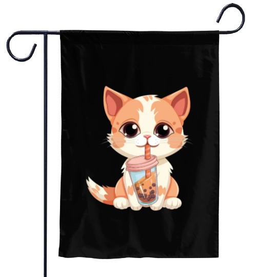 Cat Boba Tea Bubble Tea Anime Kawaii Neko Garden Flags