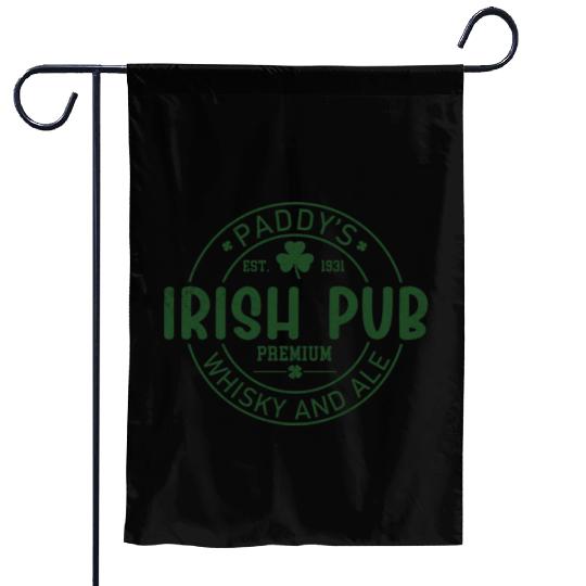 Irish Pub Whisky and Ale, St Patricks Day Garden Flags