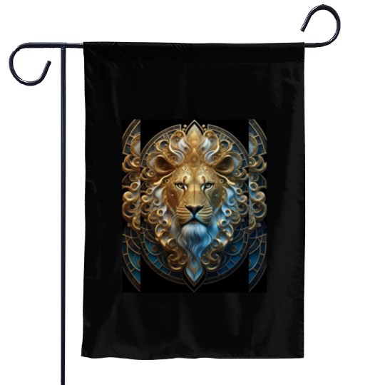 1920s Art Deco lion, gold Garden Flags