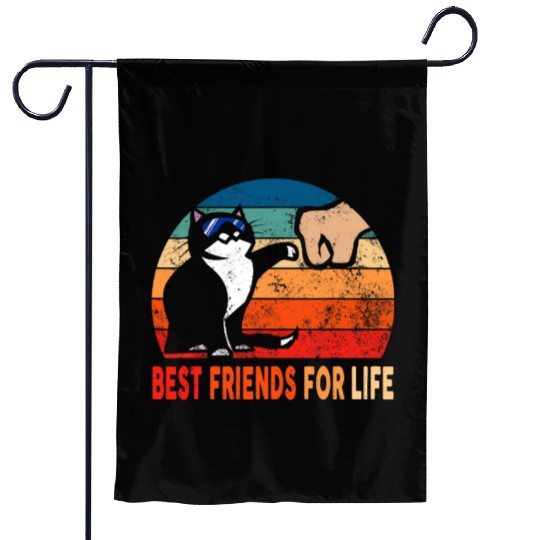 Best Friends for Life Fist Bump Cat Owner Retro Garden Flags