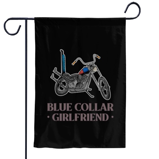 Blue Collar Girlfriend Motorcycle Garden Flags