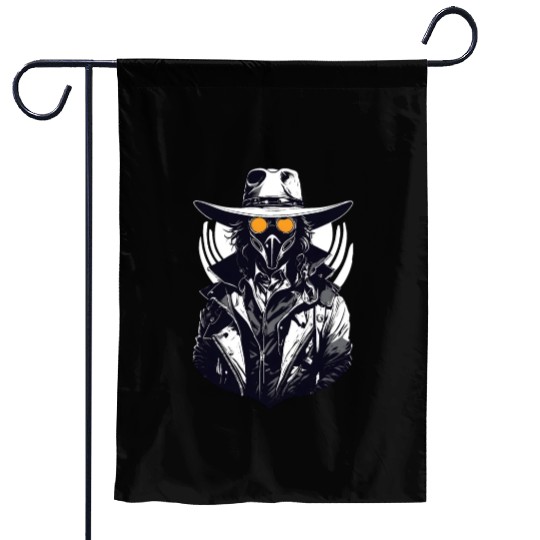 Cyberpunk Cowboy - A Weird Wild West Fusion Garden Flags