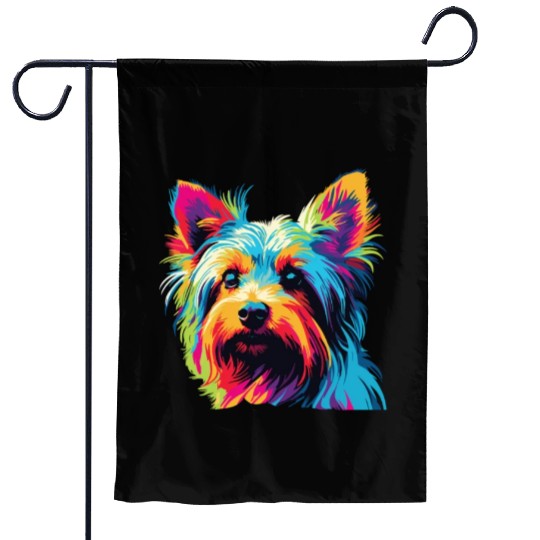 Watercolor Colorful Australian Silky Terrier Garden Flags
