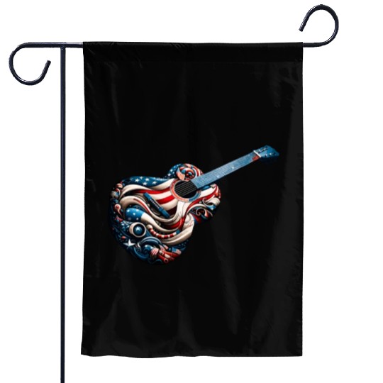 Retro Style Guitar for Guitarists Garden Flags