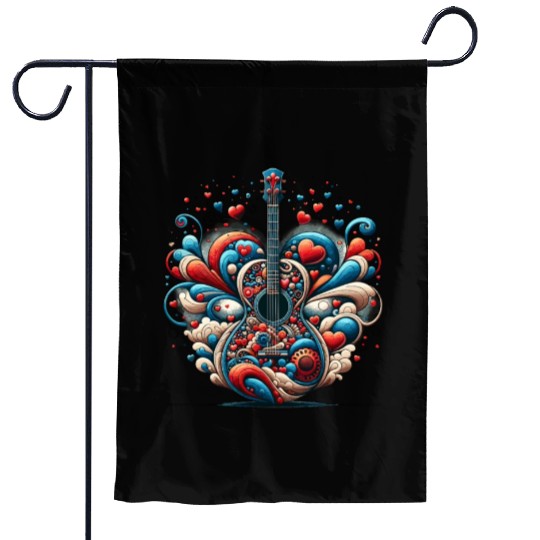 Retro Style Guitar for Guitarists Garden Flags