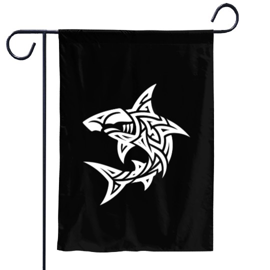 Tribal Hammerhead Shark Style Diver Fan Tattoo Garden Flags