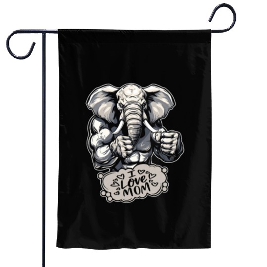 Elephant I Love Mom Garden Flags