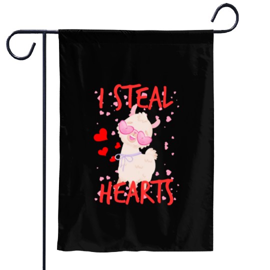 Cute Llama alpaca valentine day for couples Garden Flags