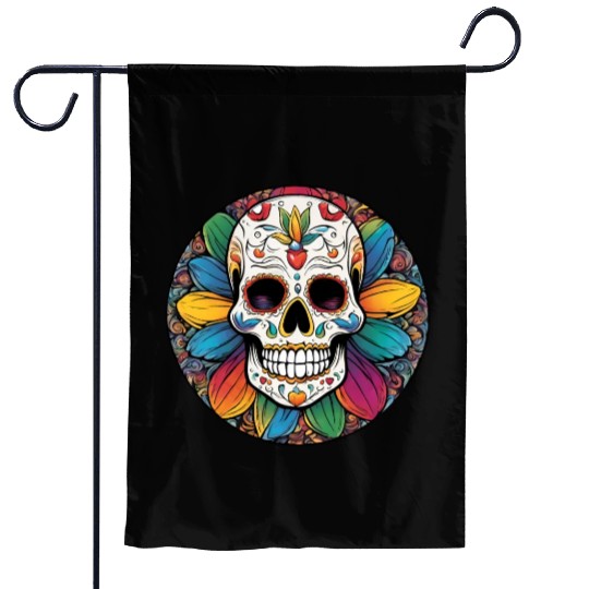 Sugar skull rainbow Garden Flags