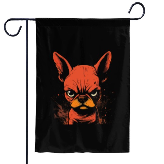 Angry French Bulldog Garden Flags