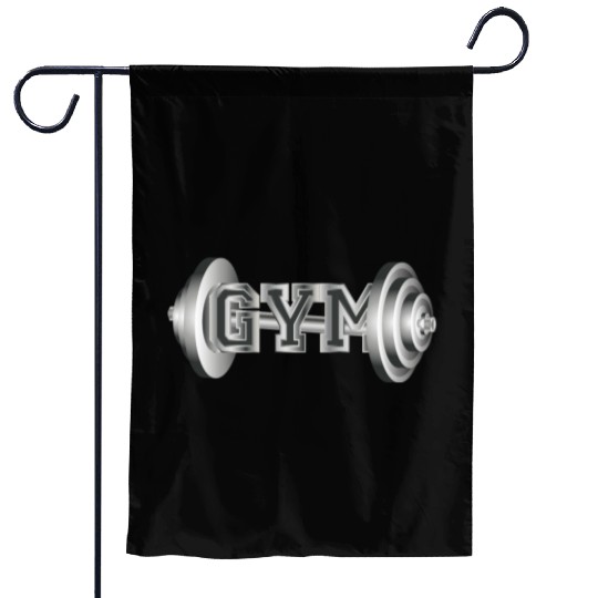 Dumbbell typography for fitness and gym enthusiast Garden Flags