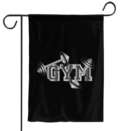 Dumbbell typography for fitness and gym enthusiast Garden Flags