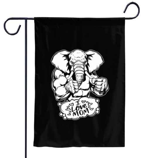 Elephant I Love Mom Garden Flags