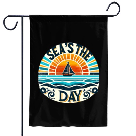 Seas the Day - Vintage Sailing Sunset Garden Flags