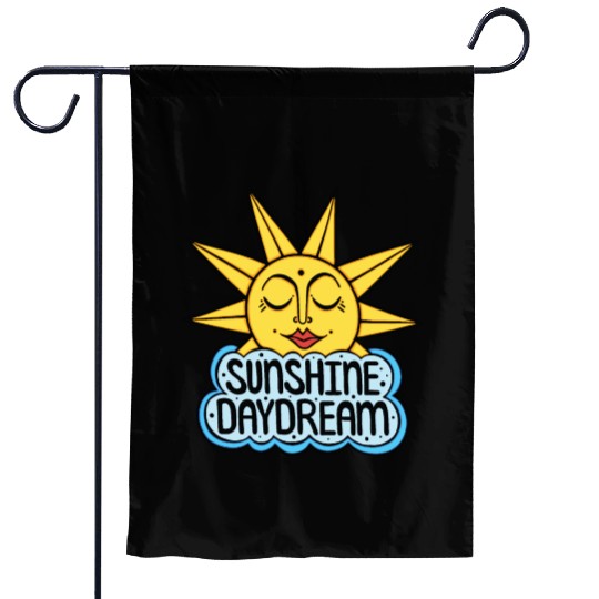 Sunshine Daydream Happy Sun and Cloud Garden Flags
