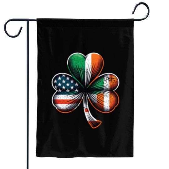 Irish American Shamrock Stars Stripes Garden Flags