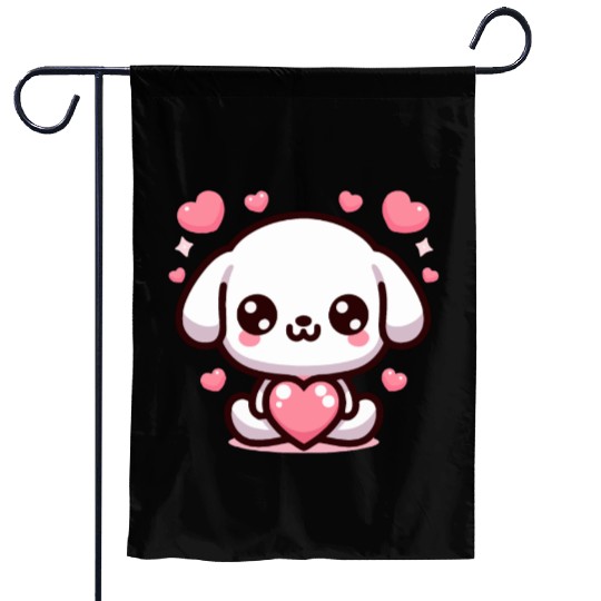 Cute Puppy Dog Heart Valentin Day Garden Flags