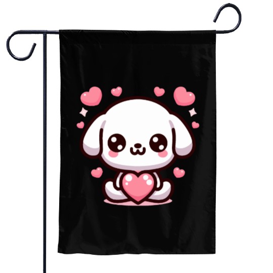 Cute Puppy Dog Heart Valentin Day Garden Flags