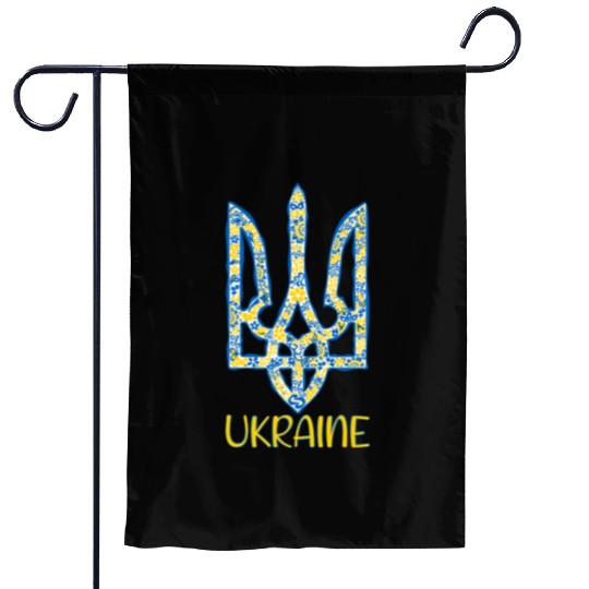 Ukraine trident in Ukrainian flag colors Garden Flags