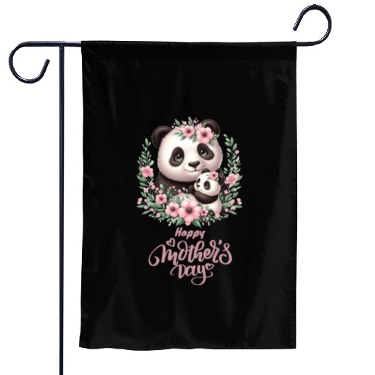 Happy Mother's Day Floral Wreath Mum Panda Garden Flags