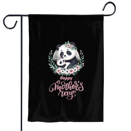 Happy Mother's Day Floral Wreath Mum Panda Garden Flags