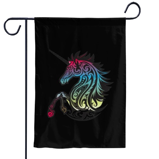 Mystical Rainbow Unicorn Art Garden Flags