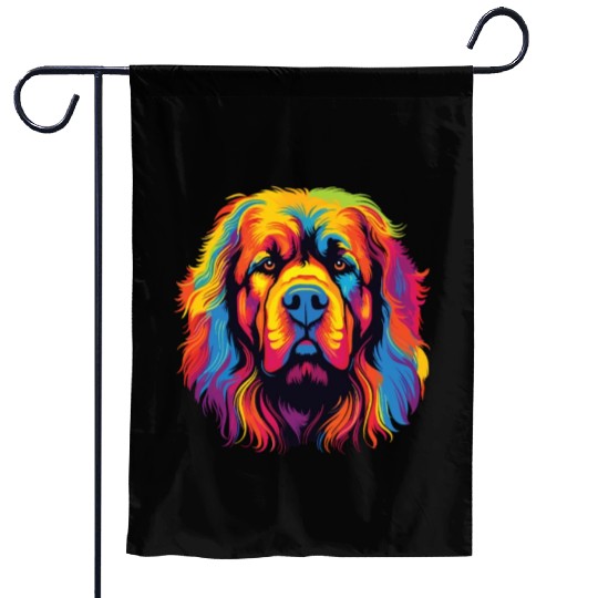 Watercolor Colorful Tibetan Mastiff Garden Flags